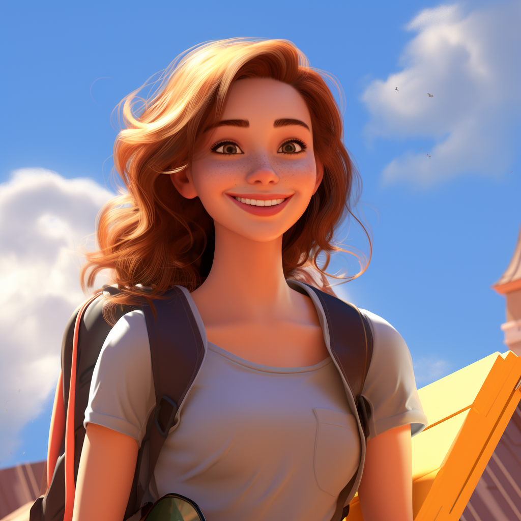 Pixar style student smiling