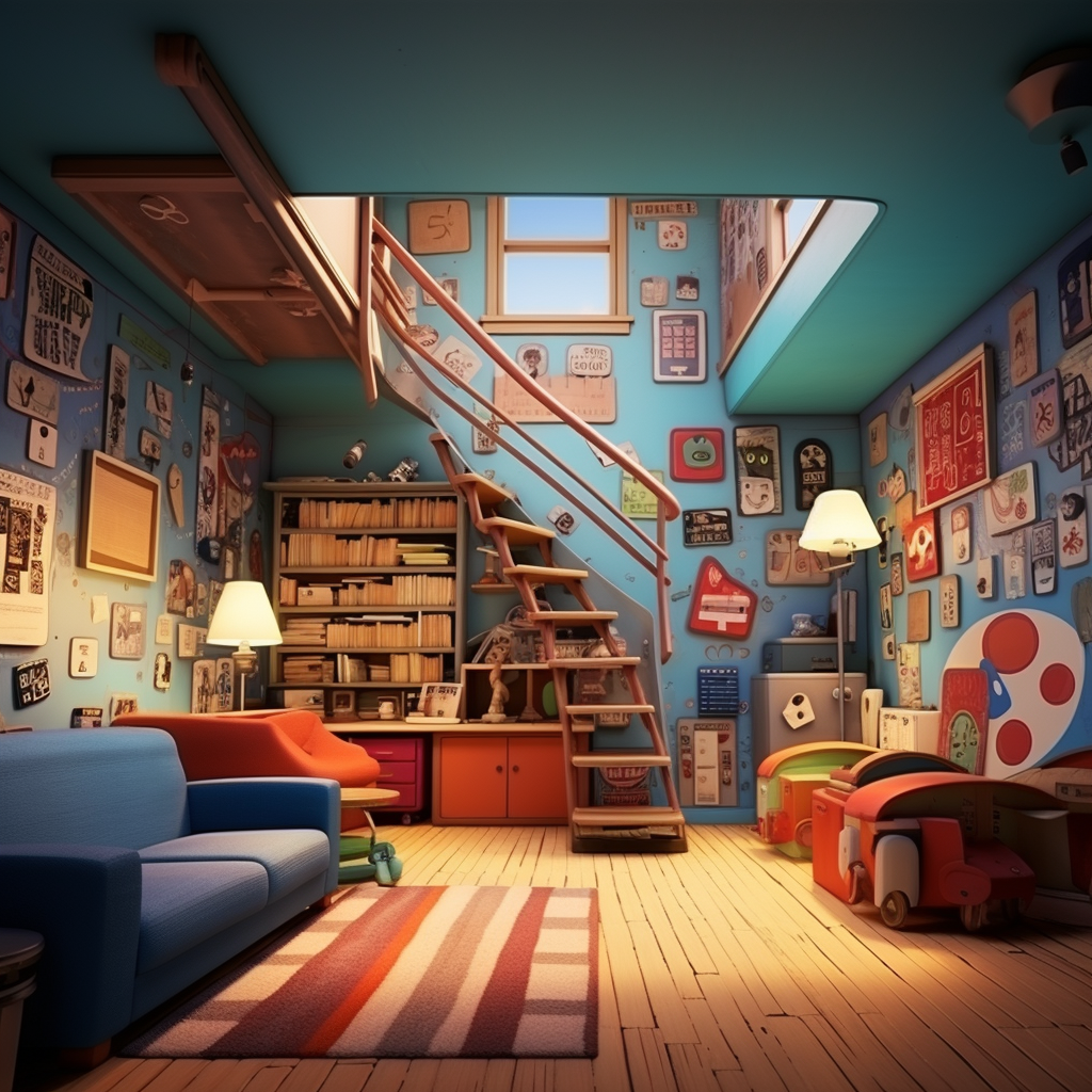 Pixar style fancy apartment